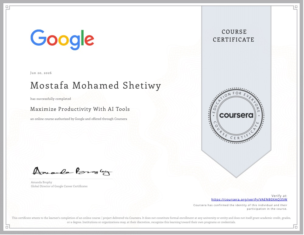 Preview of Maximize Productivity With AI Tools certificate